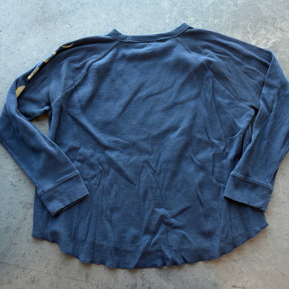 Vintage Y2k Nature Bear Yellowstone Waffle Knit Longsleeve Navy Tee PXXL - Picture 2 of 5